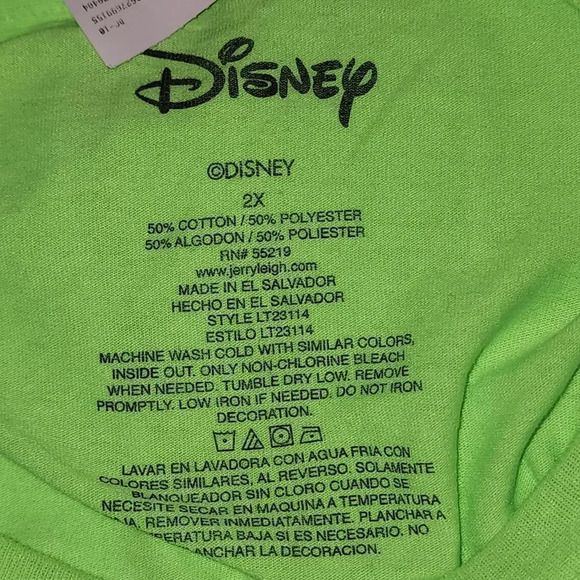 NWT Disney Womens Neon Green Mickey Mouse Tshirt Junior Plus 2X - Picture 3 of 3